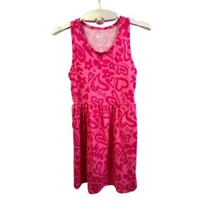 Wonder‎ Nation Girls Pink Heart Print Sleeveless Dress Size S 6 6X